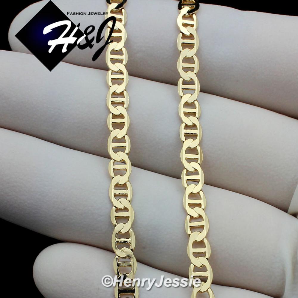 18"-24"MEN WOMEN 18K Gold Filled 4mm Gold Puffed Mariner Link Chain Necklace*GFN2