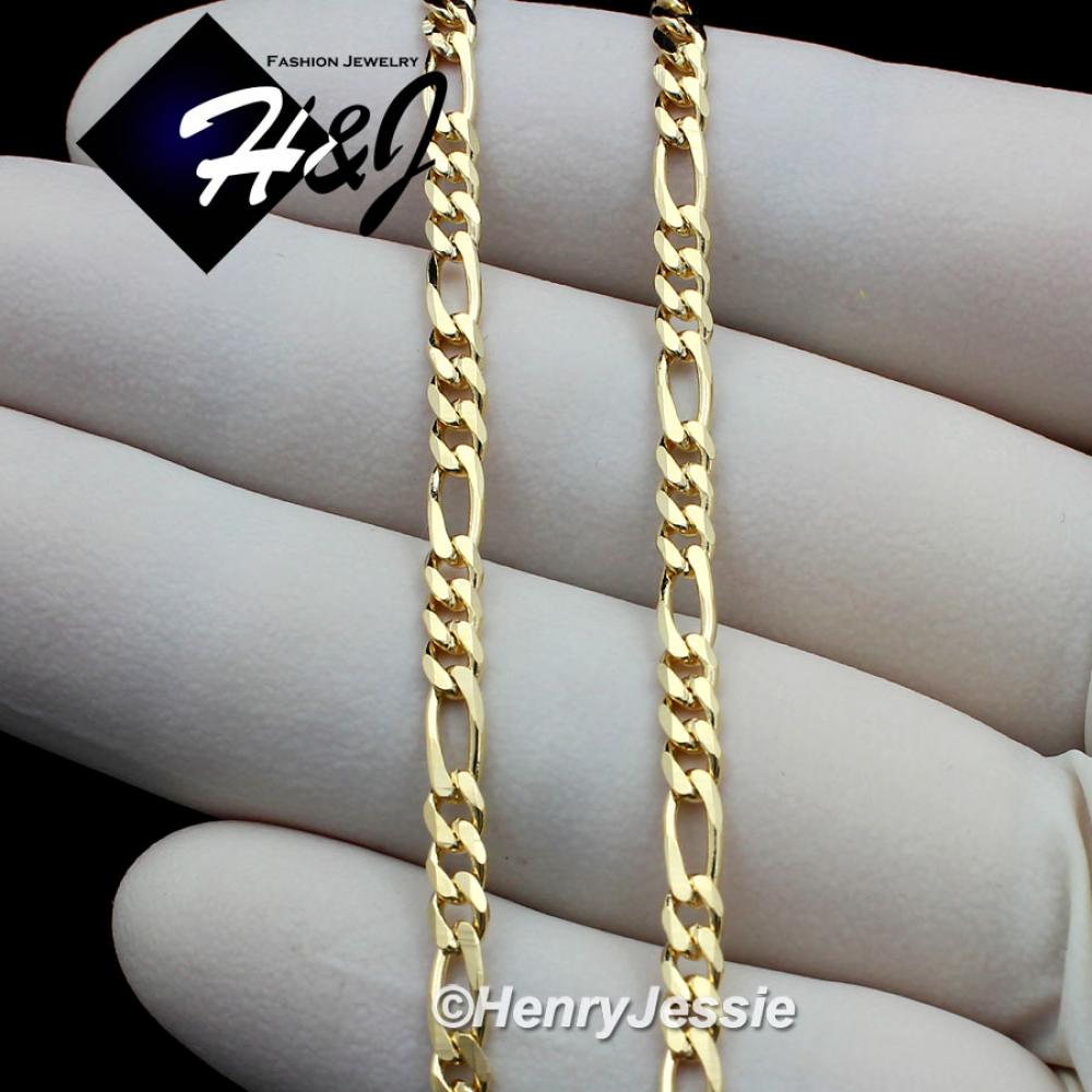 16"18"20"22"24"MEN WOMEN 18K Gold Filled 3mm Gold Figaro Link Chain Necklace*GFN1