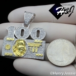 MEN 925 STERLING SILVER LAB DIAMOND ICED BLING 100 DOLLAR BILL PENDANT*SP227