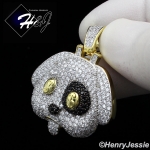 MEN 925 STERLING SILVER LAB DIAMOND ICED BLING BLACK/GOLD $ PUPPY PENDANT*SP249