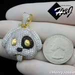 MEN 925 STERLING SILVER LAB DIAMOND ICED BLING BLACK/GOLD $ PUPPY PENDANT*SP249