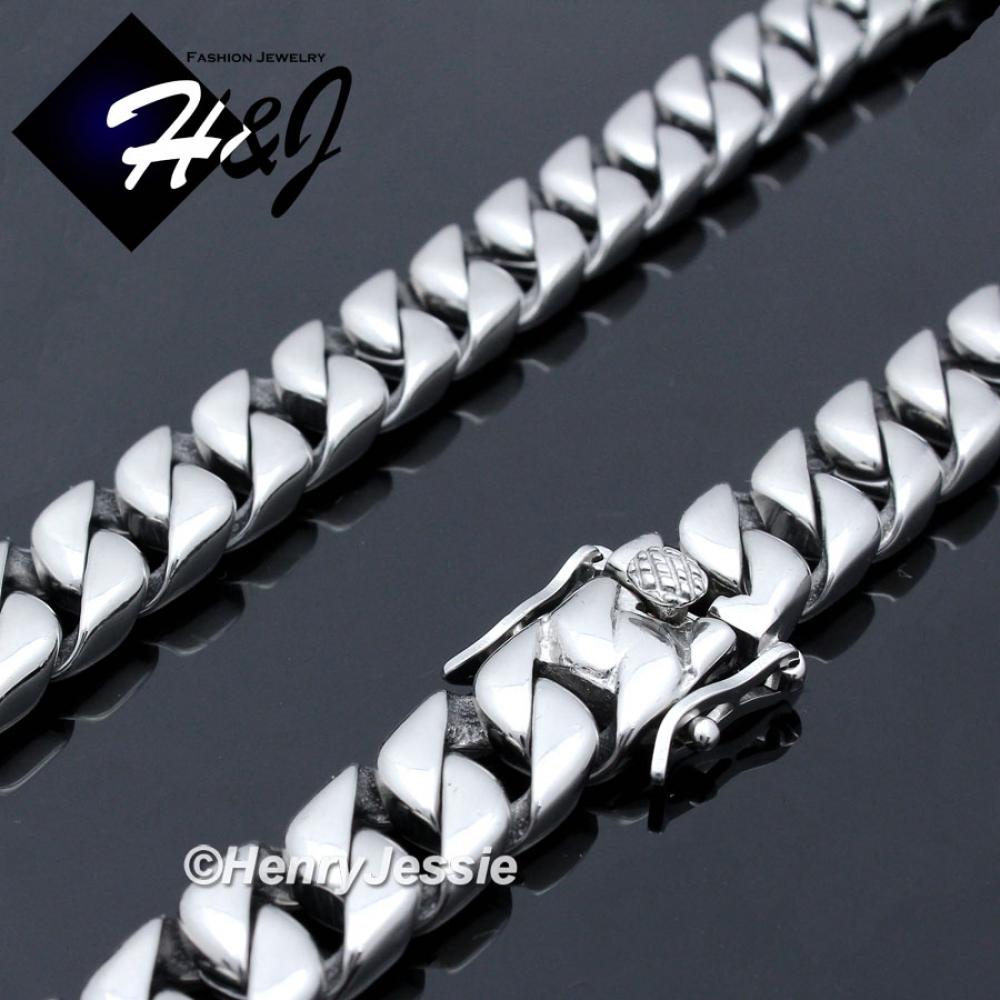 7.5"-40"MEN Stainless Steel WIDE 12mm Silver Cuban Curb Link Chain Bracelet Necklace*N160