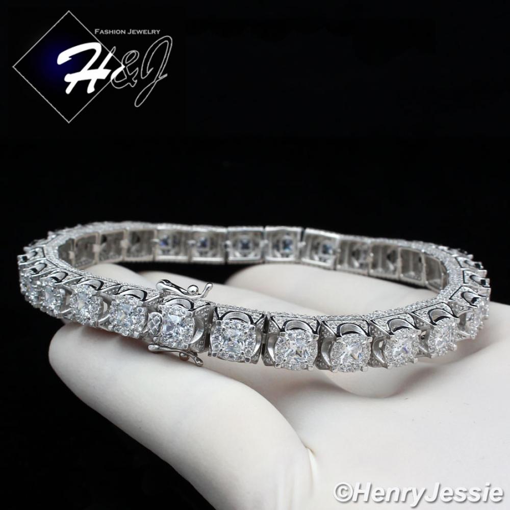8"MEN 925 STERLING SILVER 6MM FULL ICED BLING TENNIS CHAIN BRACELET*SB2