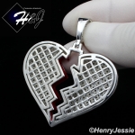 MEN 925 STERLING SILVER LAB DIAMOND ICED BLING BROKEN HEART PENDANT*SP235