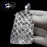 MEN 14K WHITE GOLD FINISH ICED BLING OVERSIZE SILVER JESUS FACE PENDANT*BP4