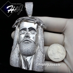 MEN 14K WHITE GOLD FINISH ICED BLING OVERSIZE SILVER JESUS FACE PENDANT*BP4