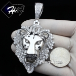 MEN 14K WHITE GOLD FINISH ICED BLING SILVER LION KING HEAD PENDANT*BP5