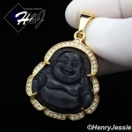 MEN Stainless Steel Jade/Onyx/Blue/Pink/White Gemstone Gold ICED Buddha Pendant*GP117