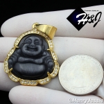 MEN Stainless Steel Jade/Onyx/Blue/Pink/White Gemstone Gold ICED Buddha Pendant*GP117