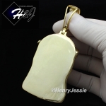 MEN 925 STERLING SILVER LAB DIAMOND ICED BLING BIG GOLD JESUS FACE CHARM PENDANT*GP242
