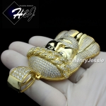 MEN 925 STERLING SILVER LAB DIAMOND ICED BLING BIG GOLD JESUS FACE CHARM PENDANT*GP242
