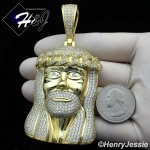 MEN 925 STERLING SILVER LAB DIAMOND ICED BLING BIG GOLD JESUS FACE CHARM PENDANT*GP242