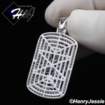 MEN 925 STERLING SILVER BAGUETTE LAB DIAMOND ICED BLING DOG TAG PENDANT*SP251