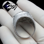 MEN 925 STERLING SILVER LAB DIAMOND ICED BLING ROUND BLING RING*SR99