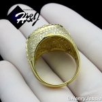 MEN 925 STERLING SILVER LAB DIAMOND ICED BLING ROUND BLING GOLD RING*GR99
