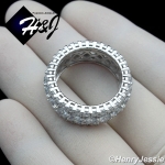 MEN 925 STERLING SILVER FULL LAB DIAMOND ICED BLING 9MM SILVER WEDDING BAND RING*SR105
