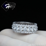 MEN 925 STERLING SILVER FULL LAB DIAMOND ICED BLING 9MM SILVER WEDDING BAND RING*SR105