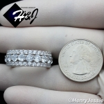 MEN 925 STERLING SILVER FULL LAB DIAMOND ICED BLING 9MM SILVER WEDDING BAND RING*SR105