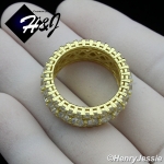 MEN 925 STERLING SILVER FULL LAB DIAMOND ICED BLING 9MM GOLD WEDDING BAND RING*GR105