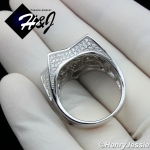 MEN 925 STERLING SILVER LAB DIAMOND ICED BLING 3D STAR RING*SR107