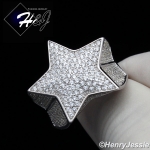 MEN 925 STERLING SILVER LAB DIAMOND ICED BLING 3D STAR RING*SR107