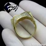 MEN 925 STERLING SILVER LAB DIAMOND ICED BLING GOLD 3D STAR RING*GR107