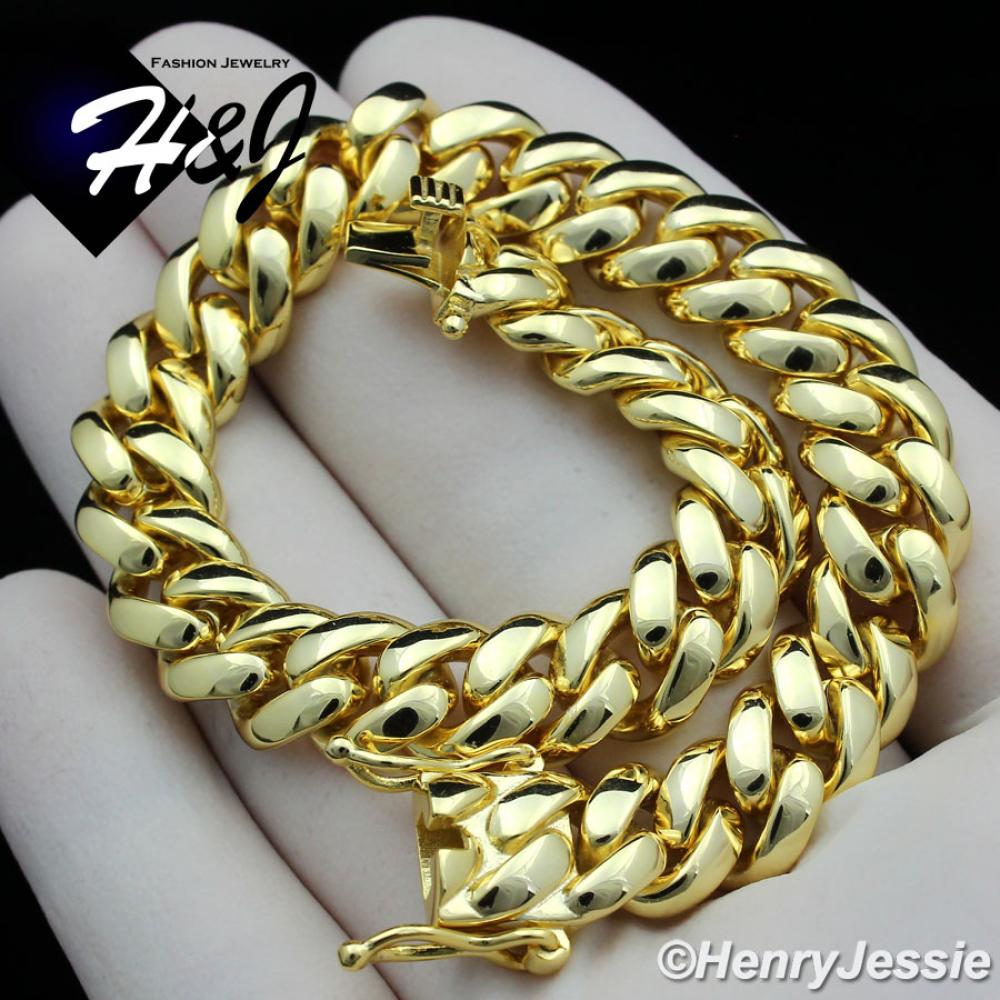 7"-8"MEN 925 STERLING SILVER 7MM/10MM GOLD PLAIN MIAMI CUBAN CURB LINK CHAIN BRACELET*GB3