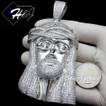 MEN 14K WHITE GOLD FINISH LAB DIAMOND OVERSIZE ICED SILVER 3D JESUS FACE PENDANT*BP2