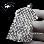 MEN 14K WHITE GOLD FINISH LAB DIAMOND OVERSIZE ICED SILVER 3D JESUS FACE PENDANT*BP2
