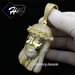 MEN 14K GOLD FINISH LAB DIAMOND OVERSIZE ICED GOLD 3D JESUS FACE PENDANT*BGP6
