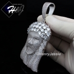 MEN 14K WHITE GOLD FINISH FULL LAB DIAMOND OVERSIZE ICED SILVER 3D JESUS FACE PENDANT*BP7