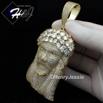 MEN 14K GOLD FINISH FULL LAB DIAMOND OVERSIZE ICED GOLD 3D JESUS FACE PENDANT*BGP7
