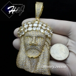 MEN 14K GOLD FINISH FULL LAB DIAMOND OVERSIZE ICED GOLD 3D JESUS FACE PENDANT*BGP7