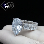 WOMEN 925 STERLING SILVER PEAR SHAPED FULL BLING CZ SILVER ENGAGEMENT RING*SR129