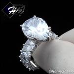 WOMEN 925 STERLING SILVER PEAR SHAPED FULL BLING CZ SILVER ENGAGEMENT RING*SR129