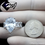WOMEN 925 STERLING SILVER PEAR SHAPED FULL BLING CZ SILVER ENGAGEMENT RING*SR129