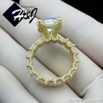 WOMEN 925 STERLING SILVER PEAR SHAPED FULL BLING CZ GOLD ENGAGEMENT RING*GR129