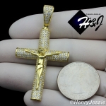 MEN 925 STERLING SILVER LAB DIAMOND ICY BLING GOLD JESUS CROSS CHARM PENDANT*GP230