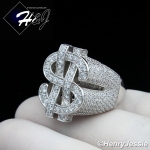 MEN 925 STERLING SILVER LAB DIAMOND ICED BLING SILVER $ DOLLAR SIGN RING*SR133
