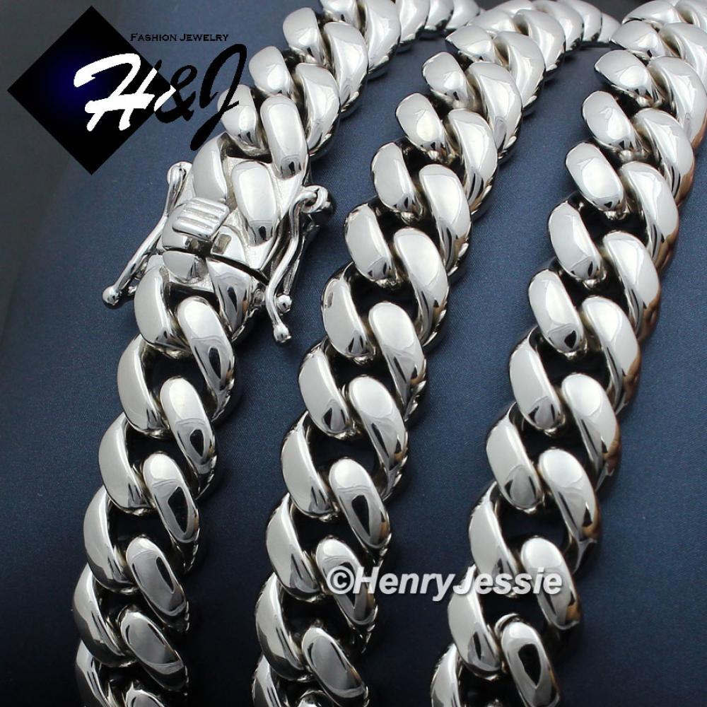 18"-24"MEN 925 STERLING SILVER 7.5MM PLAIN MIAMI CUBAN CURB CHAIN NECKLACE*SN20