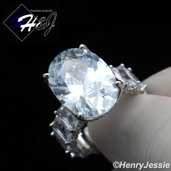 WOMEN 925 STERLING SILVER FULL ICY BLING CZ CLEAR OVER SHAPED ENGAGEMENT RING*SR134