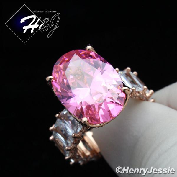 WOMEN 925 STERLING SILVER OVAL SHAPED FULL ICY BLING CZ ROSE GOLD ENGAGEMENT RING*RGR134
