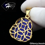 MEN WOMEN Stainless Steel Jade/Onyx/Blue/Pink/White Gemstone Gold Buddha Pendant*GP123