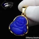 MEN WOMEN Stainless Steel Jade/Onyx/Blue/Pink/White Gemstone Gold Buddha Pendant*GP123