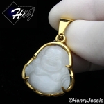 MEN WOMEN Stainless Steel Jade/Onyx/Blue/Pink/White Gemstone Gold Buddha Pendant*GP123