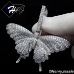 MEN 14K WHITE GOLD FINISH LAB DIAMOND OVERSIZE ICED SILVER/GOLD/BALCK BUTTERFLY PENDANT*BP10