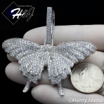 MEN 14K WHITE GOLD FINISH LAB DIAMOND OVERSIZE ICED SILVER/GOLD/BALCK BUTTERFLY PENDANT*BP10