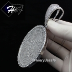 MEN 14K WHITE GOLD FINISH LAB DIAMOND OVERSIZE HEAVY ICED SILVER ROUND CHARM PENDANT*BP11