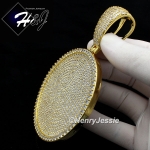MEN 14K GOLD FINISH LAB DIAMOND OVERSIZE HEAVY ICED GOLD ROUND CHARM PENDANT*BGP11