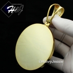 MEN 14K GOLD FINISH LAB DIAMOND OVERSIZE HEAVY ICED GOLD ROUND CHARM PENDANT*BGP11